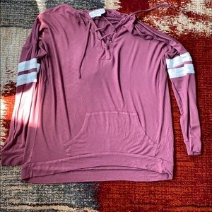 Pink, long sleeve, hooded, t shirt